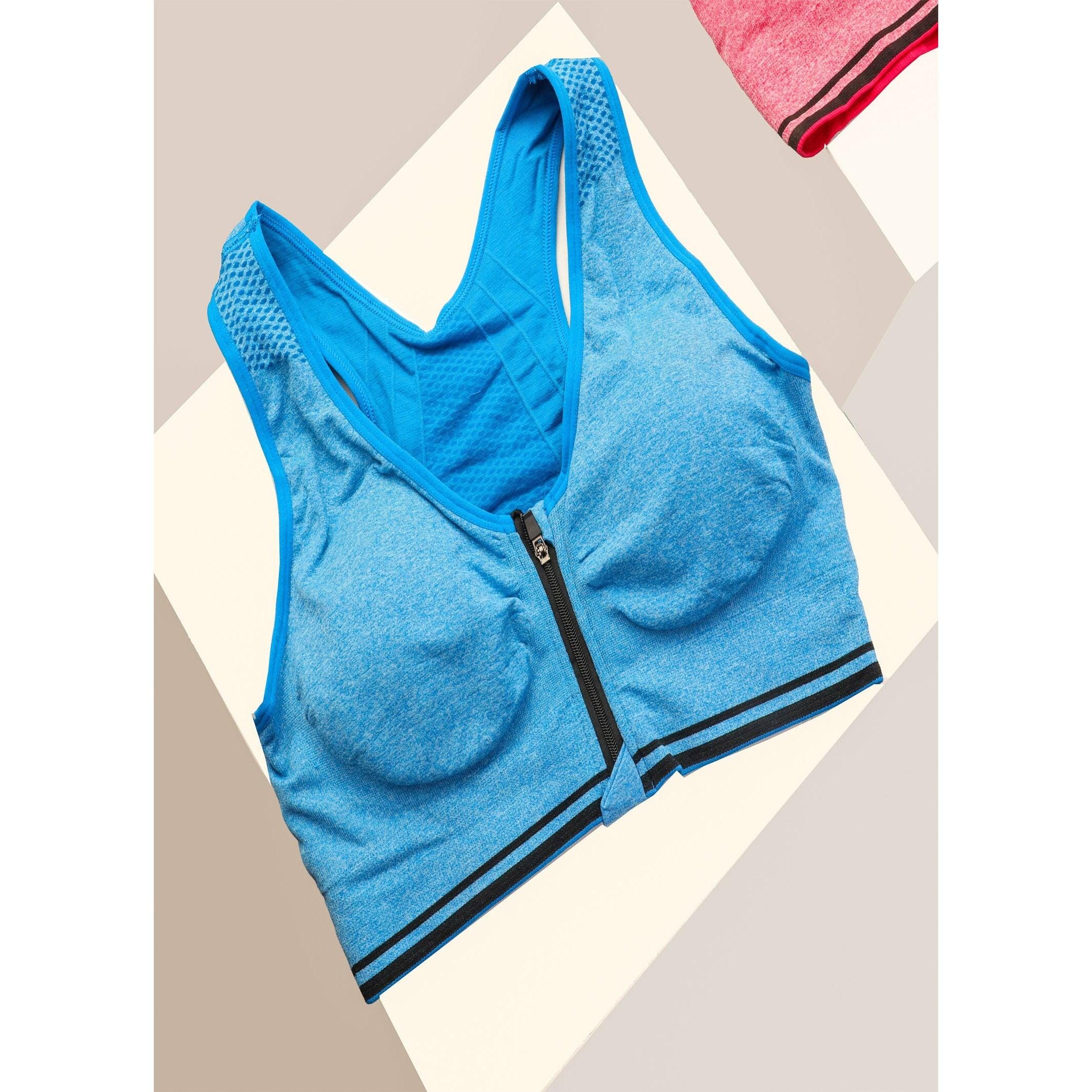 Front zip anti- bacterial high impact training bra