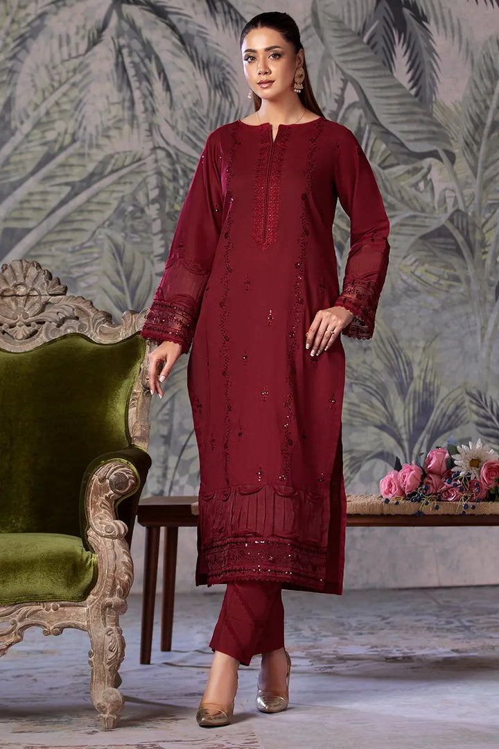 2PC Embroidered Unstitched Cambric Suit KSTE-2859 Embroidered KHAS STORES 