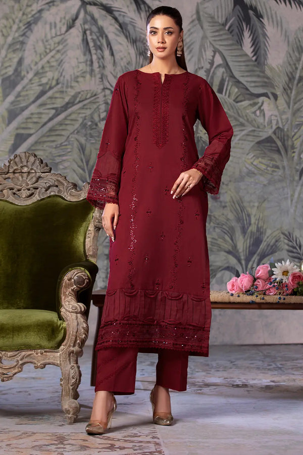 2PC Embroidered Unstitched Cambric Suit KSTE-2859 Embroidered KHAS STORES 