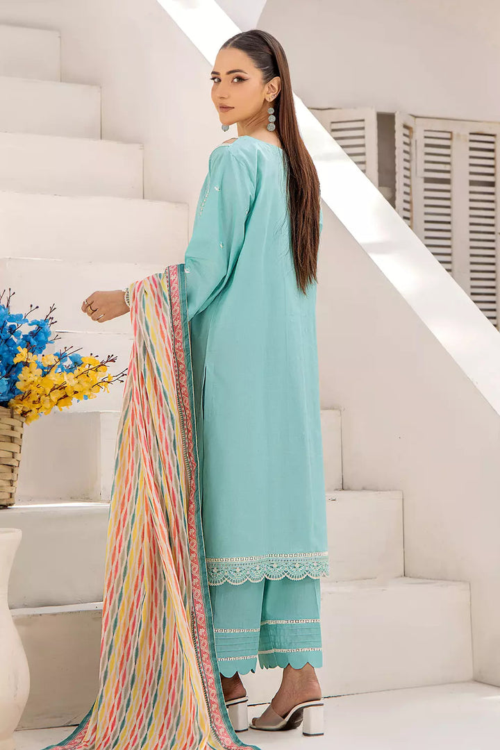 2PC Stitched Embroidered Lawn Shirt and Dupatta KSDE-2496 Embroidered KHAS STORES 