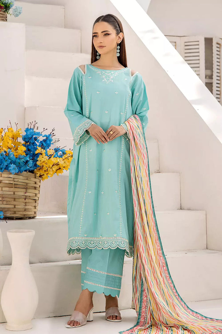 2PC Stitched Embroidered Lawn Shirt and Dupatta KSDE-2496 Embroidered KHAS STORES 