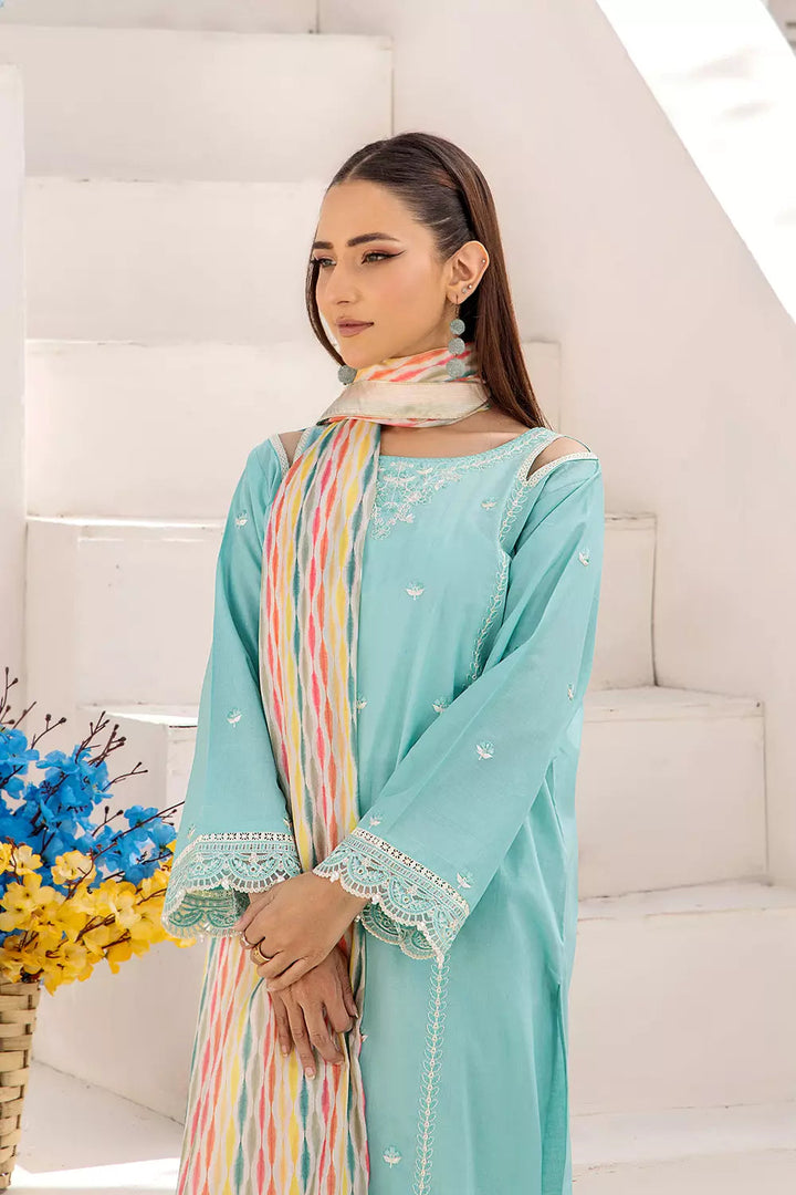 2PC Stitched Embroidered Lawn Shirt and Dupatta KSDE-2496 Embroidered KHAS STORES 