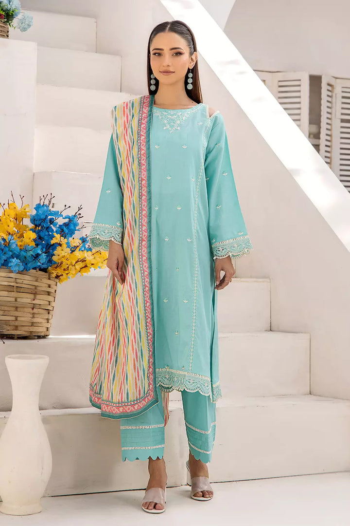 2PC Stitched Embroidered Lawn Shirt and Dupatta KSDE-2496 Embroidered KHAS STORES 