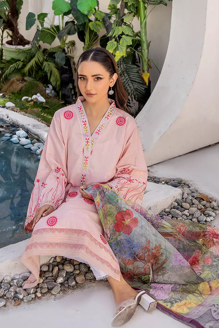 2PC Stitched Embroidered Lawn Shirt and Dupatta KSDE-2497 Embroidered KHAS STORES 