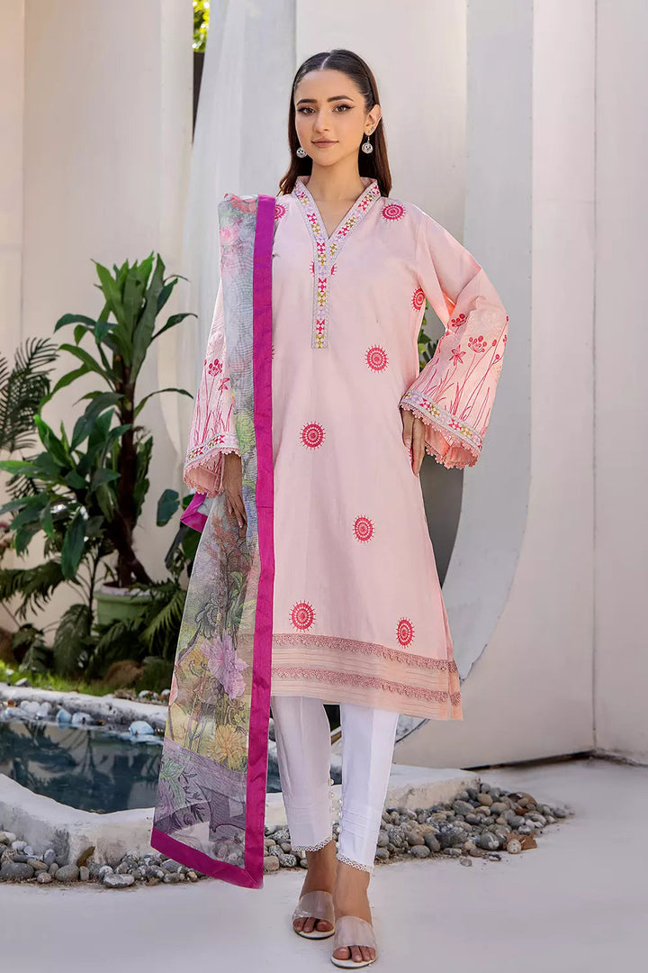 2PC Stitched Embroidered Lawn Shirt and Dupatta KSDE-2497 Embroidered KHAS STORES 