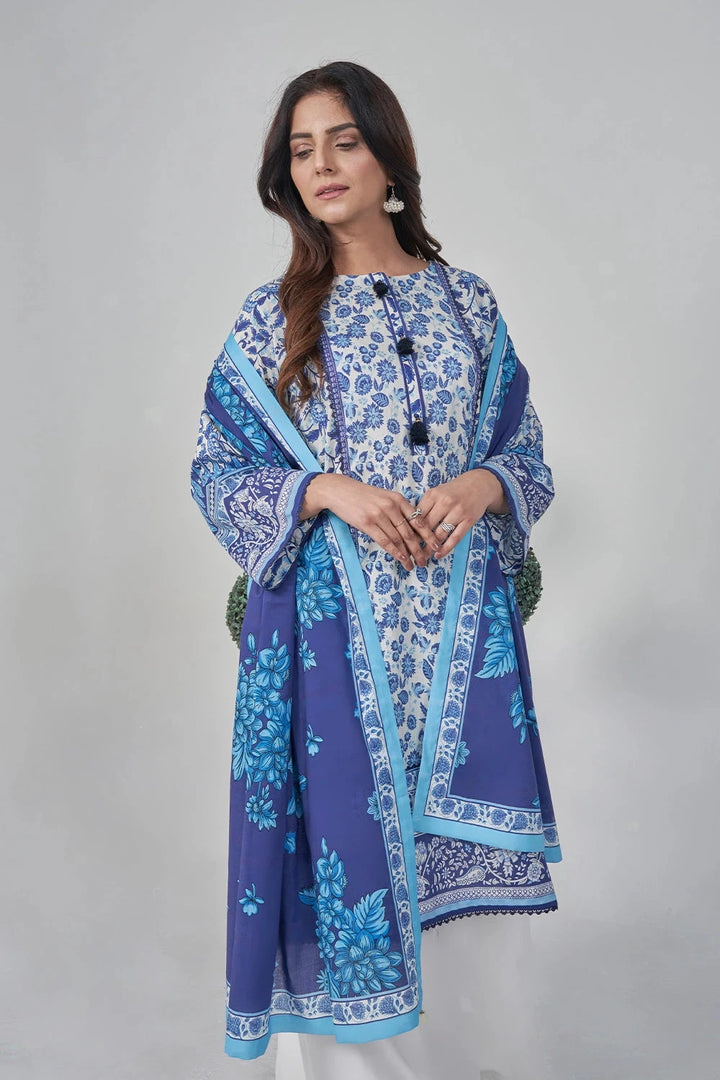 2PC Stitched Printed Lawn Shirt and Dupatta RKTW-3057 Printed KHAS STORES 