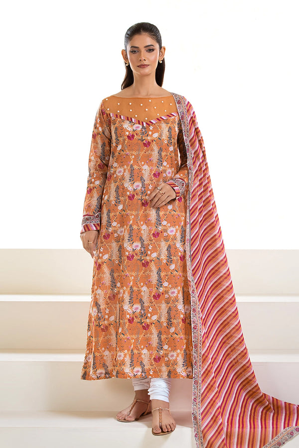 2PC Unstitched Printed Lawn Shirt and Dupatta KSD-2628 Printed KHAS STORES 