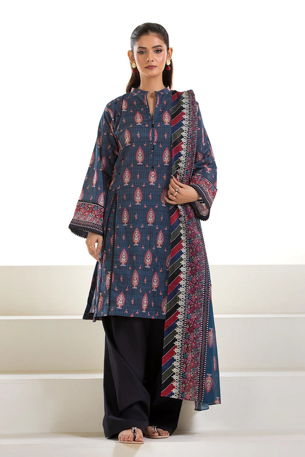 2PC Unstitched Printed Lawn Shirt and Dupatta KSD-2630 Printed KHAS STORES 