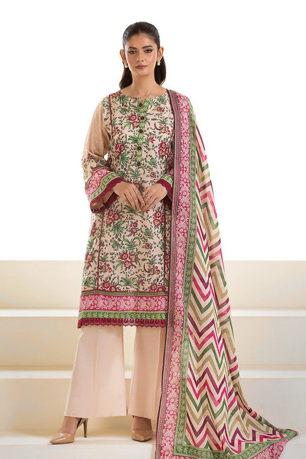 2PC Unstitched Printed Lawn Shirt and Dupatta KSD-2631 Printed KHAS STORES 