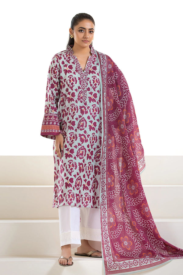 2PC Unstitched Printed Lawn Shirt and Dupatta KSD-2632 Printed KHAS STORES 