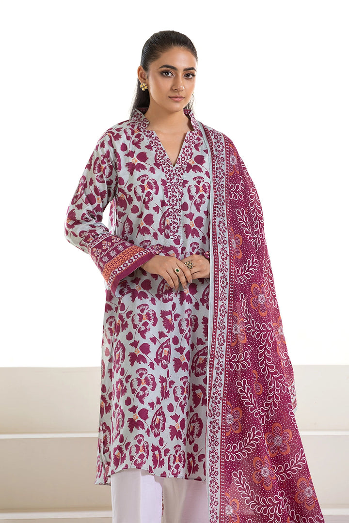 2PC Unstitched Printed Lawn Shirt and Dupatta KSD-2632 Printed KHAS STORES 