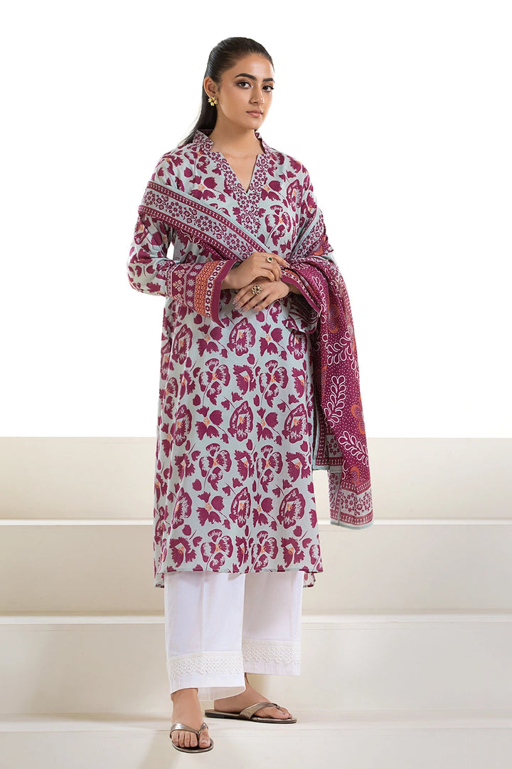 2PC Unstitched Printed Lawn Shirt and Dupatta KSD-2632 Printed KHAS STORES 