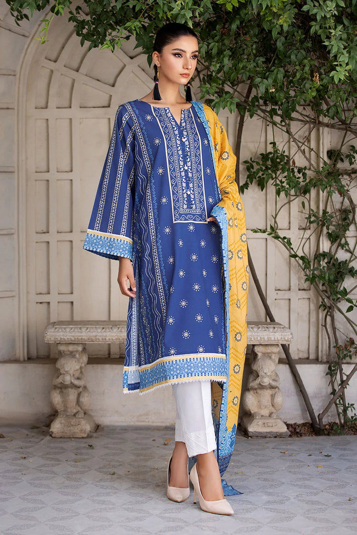 2PC Unstitched Printed Lawn Shirt and Dupatta KSD-2658 Printed KHAS STORES 