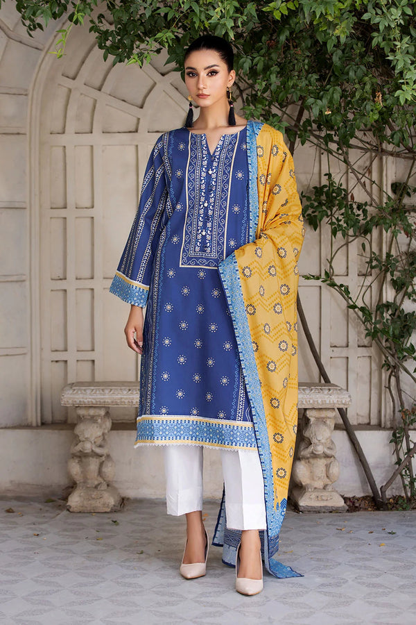 2PC Unstitched Printed Lawn Shirt and Dupatta KSD-2658 Printed KHAS STORES 