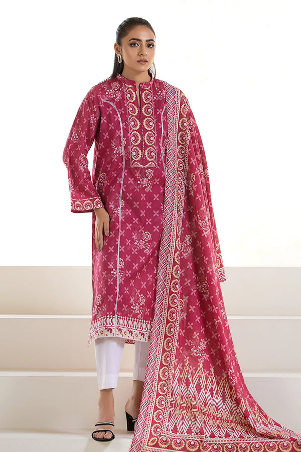 2PC Unstitched Printed Lawn Shirt and Dupatta KSD-2738 Printed KHAS STORES 