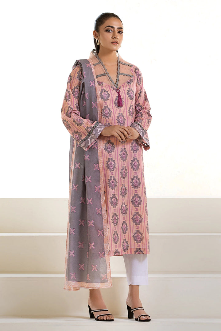 2PC Unstitched Printed Lawn Shirt and Dupatta KSD-2741 Printed KHAS STORES 