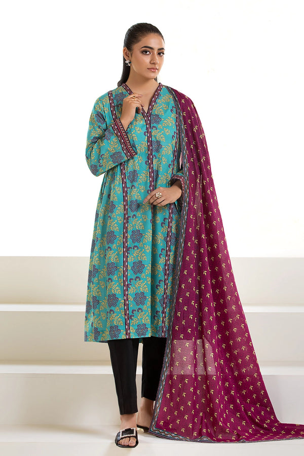 2PC Unstitched Printed Lawn Shirt and Dupatta KSD-2742 Printed KHAS STORES 