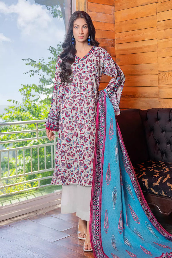 2PC Unstitched Printed Lawn Shirt and Dupatta KSD-2830 Printed KHAS STORES 