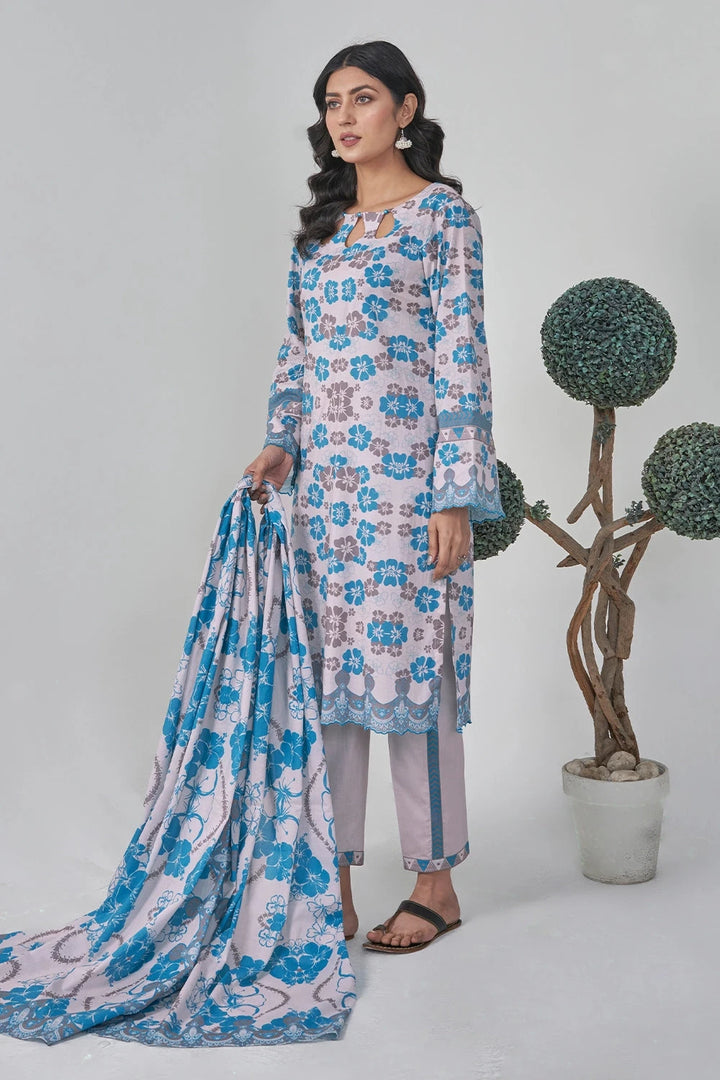 2PC Unstitched Printed Lawn Shirt and Dupatta KSD-3112 Printed KHAS STORES 