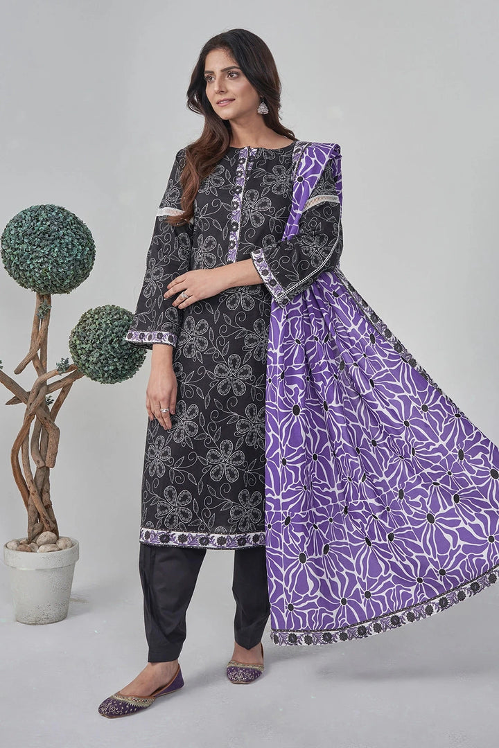 2PC Unstitched Printed Lawn Shirt and Dupatta KSD-3113 Printed KHAS STORES 