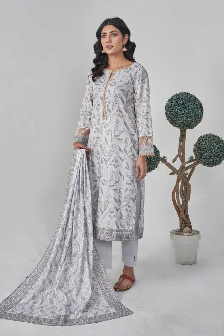 2PC Unstitched Printed Lawn Shirt and Dupatta KSD-3114 Printed KHAS STORES 