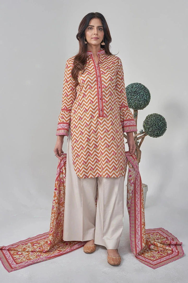 2PC Unstitched Printed Lawn Shirt and Dupatta KSD-3115 Printed KHAS STORES 