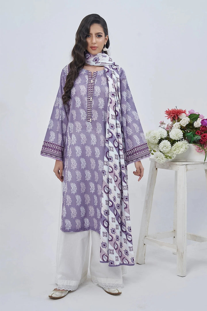 2PC Unstitched Printed Lawn Shirt and Dupatta KSD-3209 Printed KHAS STORES 