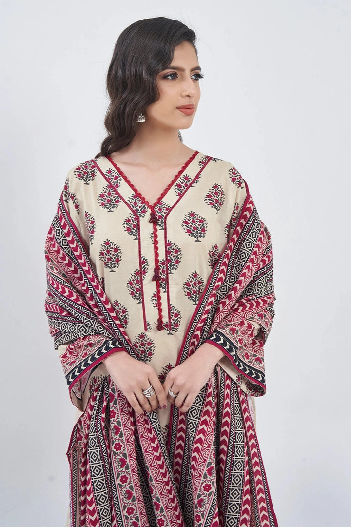 2PC Unstitched Printed Lawn Shirt and Dupatta KSD-3212 Printed KHAS STORES 