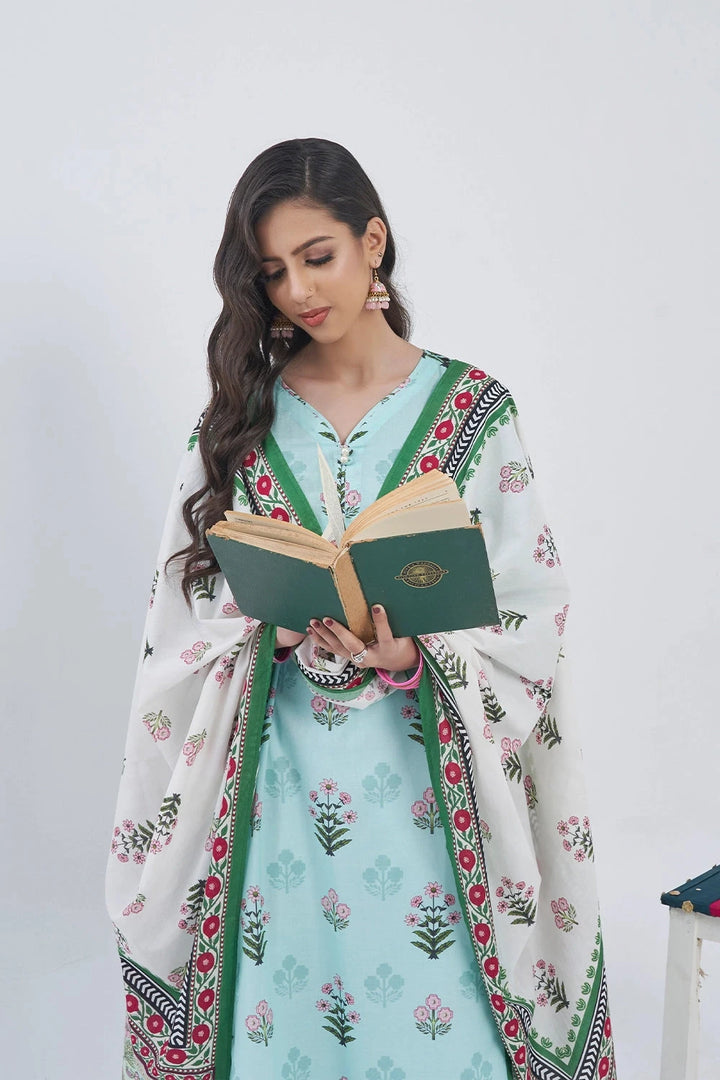 2PC Unstitched Printed Lawn Shirt and Dupatta KSD-3216 Printed KHAS STORES 