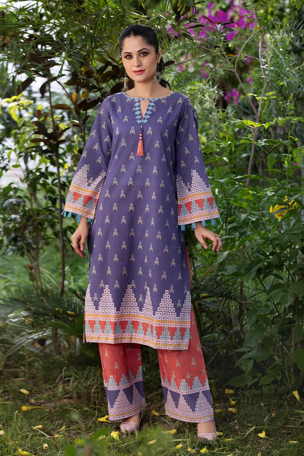 2PC Unstitched Printed Lawn Shirt and Trouser KST-2636 Printed KHAS STORES 