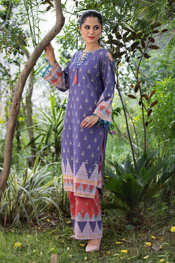 2PC Unstitched Printed Lawn Shirt and Trouser KST-2636 Printed KHAS STORES 