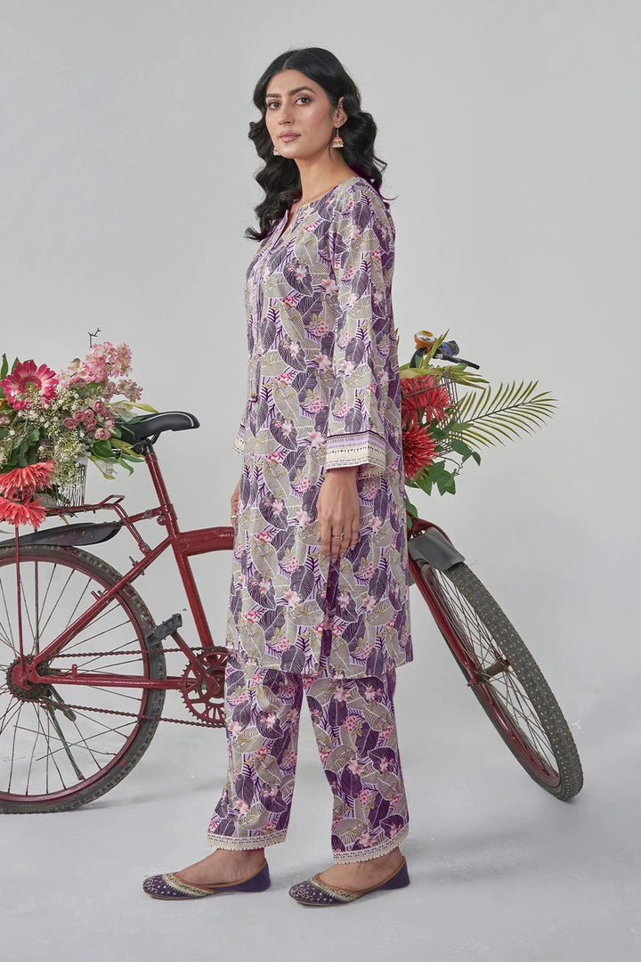 2PC Unstitched Printed Lawn Shirt and Trouser KST-3119 Printed KHAS STORES 