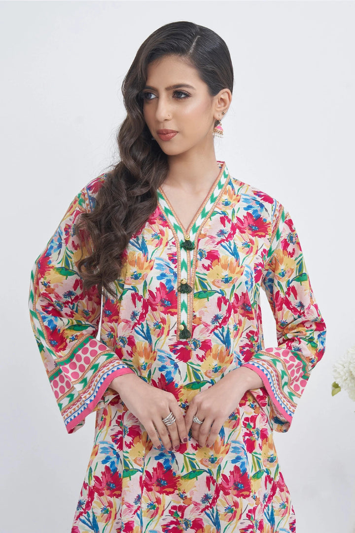 2PC Unstitched Printed Lawn Shirt and Trouser KST-3128 Printed KHAS STORES 