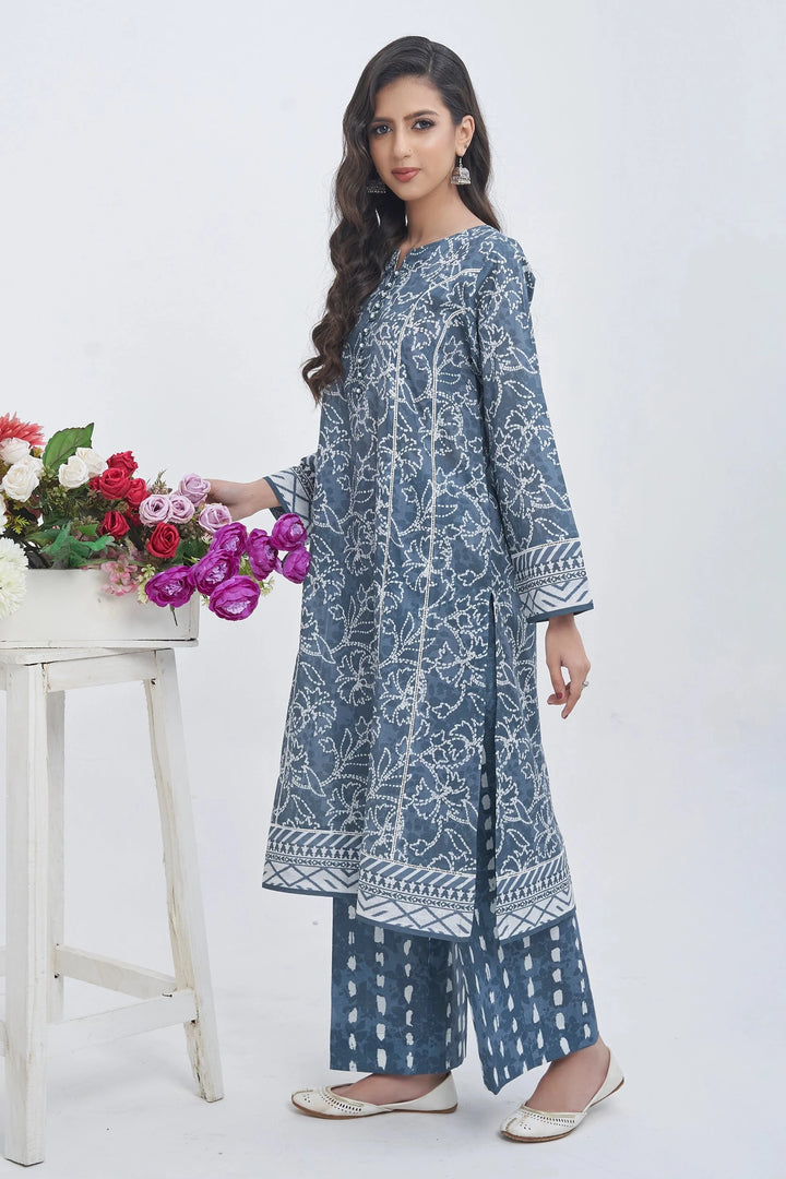 2PC Unstitched Printed Lawn Shirt and Trouser KST-3140 Printed KHAS STORES 