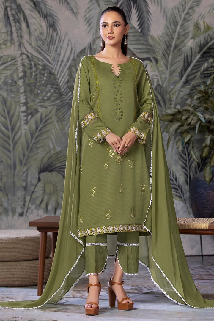 3PC Embroidered Unstitched Cambric Suit KSDE-2833 Embroidered KHAS STORES 