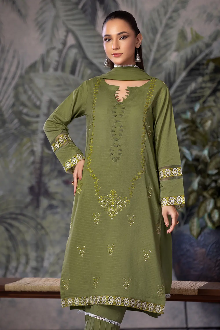 3PC Embroidered Unstitched Cambric Suit KSDE-2833 Embroidered KHAS STORES 