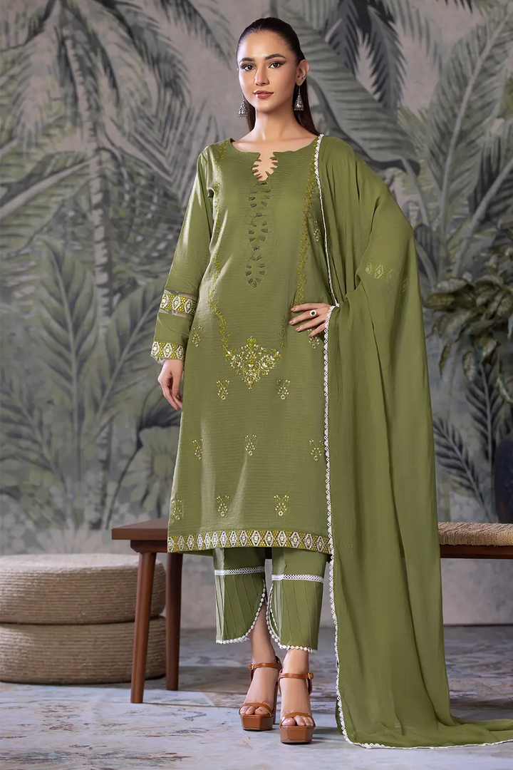 3PC Embroidered Unstitched Cambric Suit KSDE-2833 Embroidered KHAS STORES 