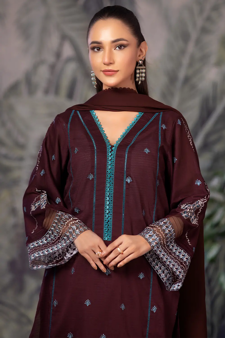 3PC Embroidered Unstitched Cambric Suit KSDE-2835 Embroidered KHAS STORES 