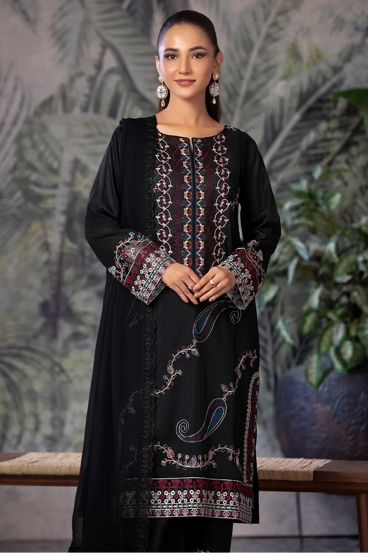 3PC Embroidered Unstitched Cambric Suit KSDE-2837 Embroidered KHAS STORES 