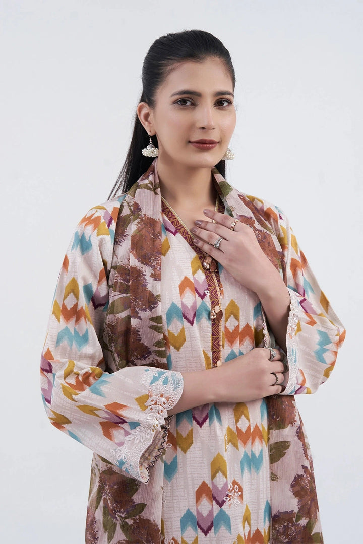 3PC Embroidered Unstitched Lawn Suit KC-3195 Embroidered KHAS STORES 