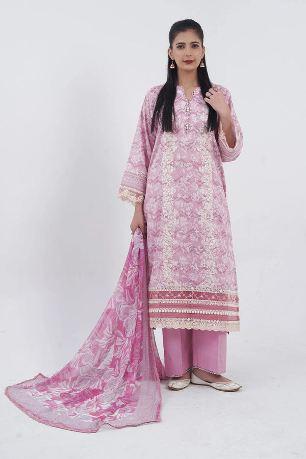 3PC Embroidered Unstitched Lawn Suit KC-3196 Embroidered KHAS STORES 