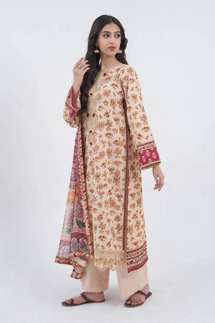 3PC Embroidered Unstitched Lawn Suit KC-3197 Embroidered KHAS STORES 