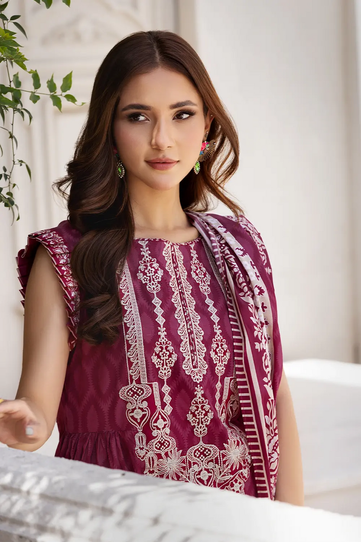 3PC Embroidered Unstitched Lawn Suit KL-2604 Embroidered KHAS STORES 