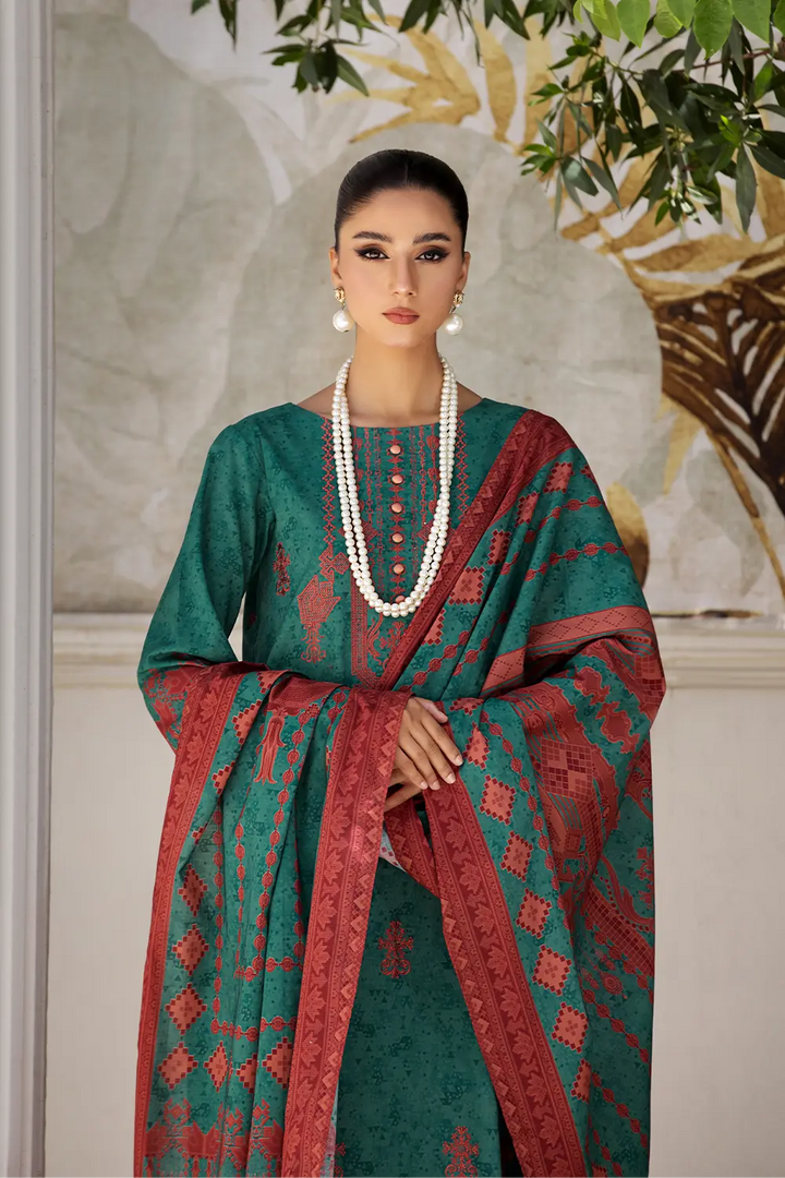 3PC Embroidered Unstitched Lawn Suit KL-2606 Embroidered KHAS STORES 