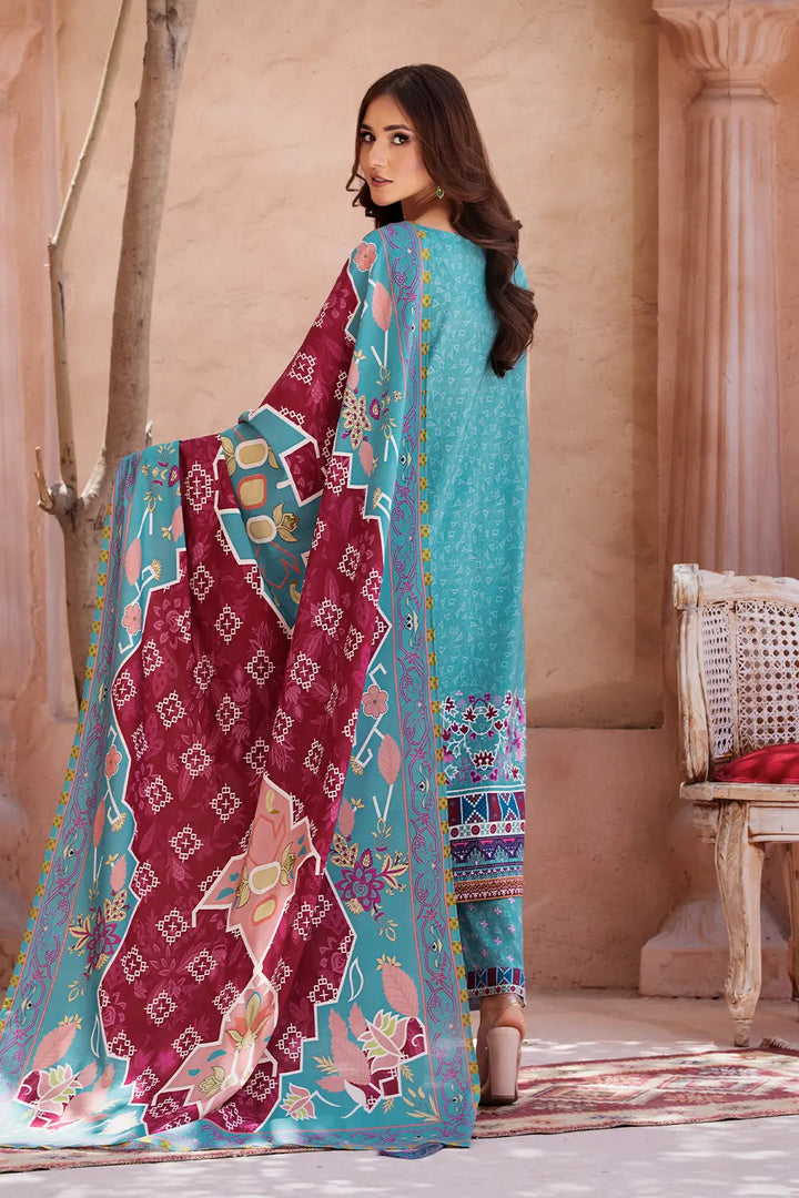 3PC Embroidered Unstitched Lawn Suit KL-2607 Embroidered KHAS STORES 