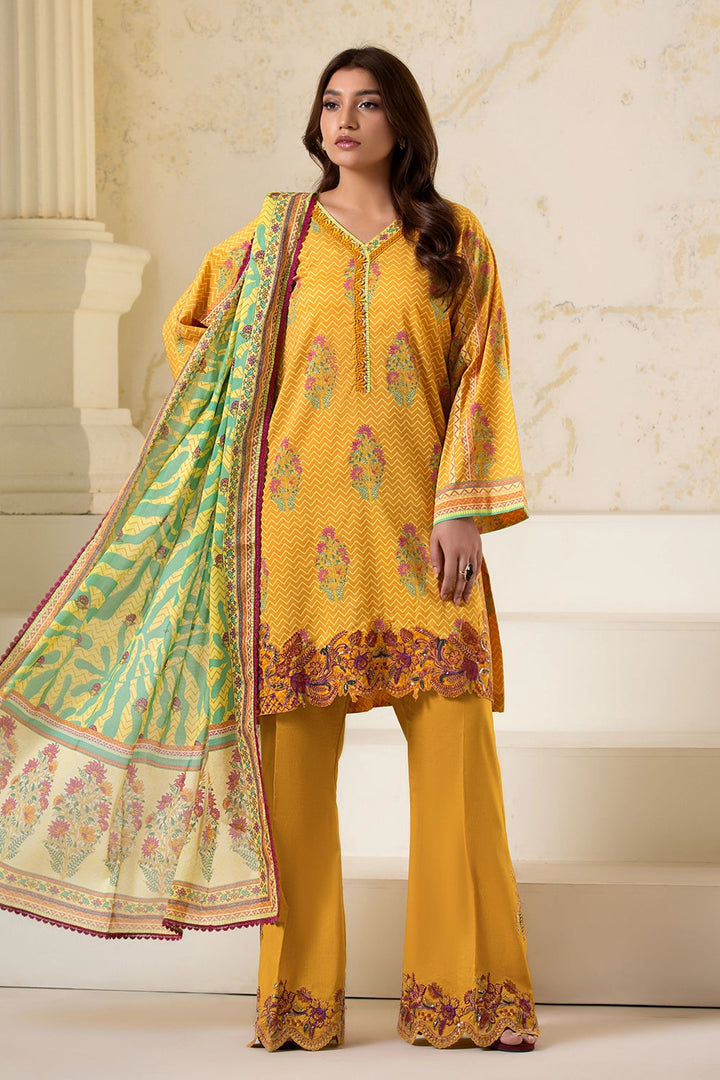 3PC Embroidered Unstitched Lawn Suit KL-2609 Embroidered KHAS STORES 