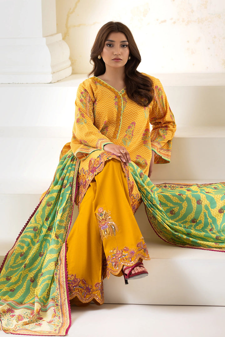 3PC Embroidered Unstitched Lawn Suit KL-2609 Embroidered KHAS STORES 