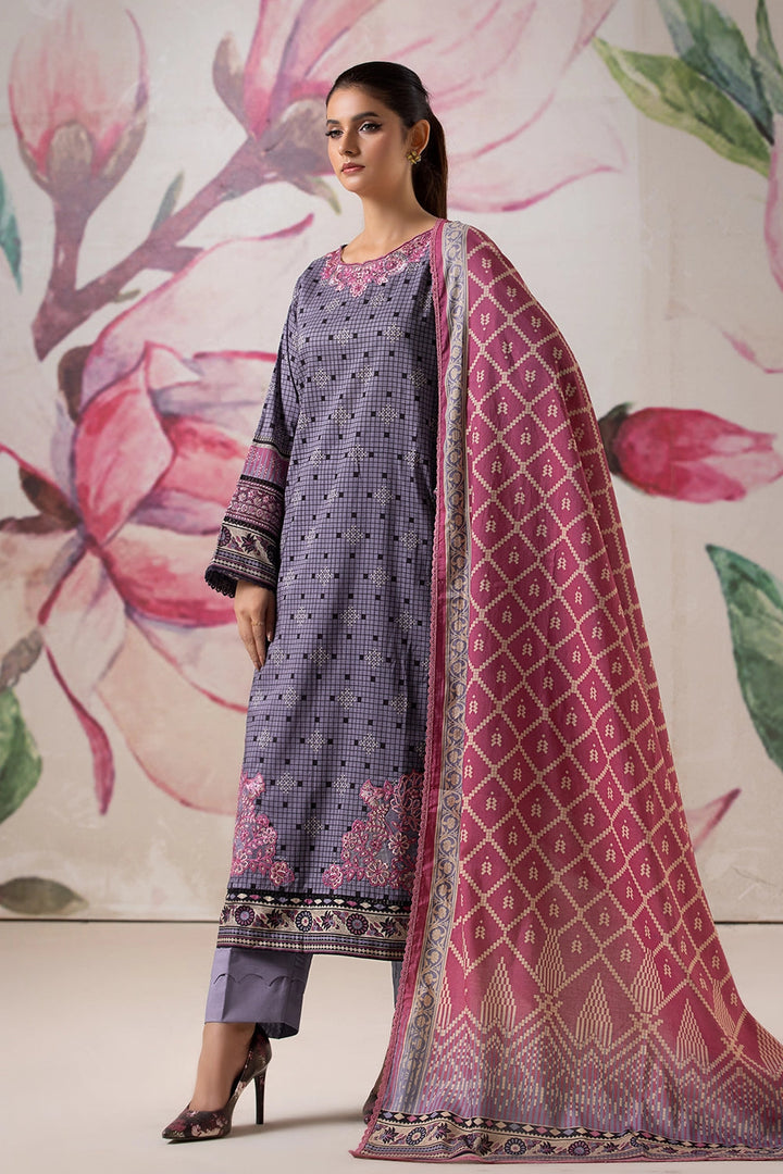 3PC Embroidered Unstitched Lawn Suit KL-2610 Embroidered KHAS STORES 