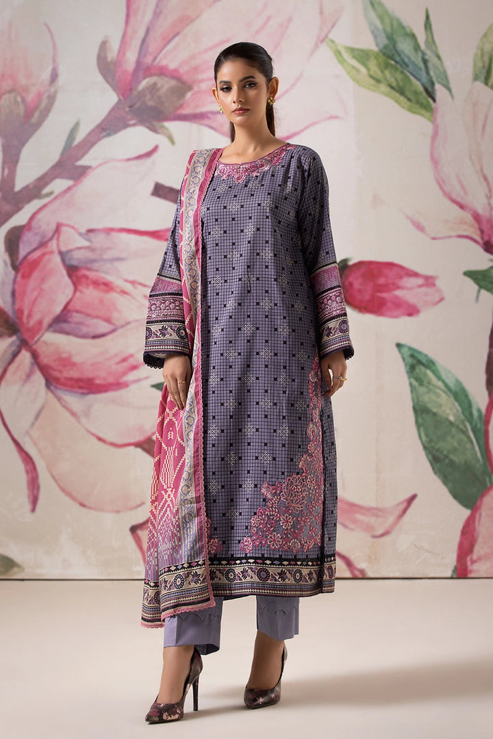 3PC Embroidered Unstitched Lawn Suit KL-2610 Embroidered KHAS STORES 