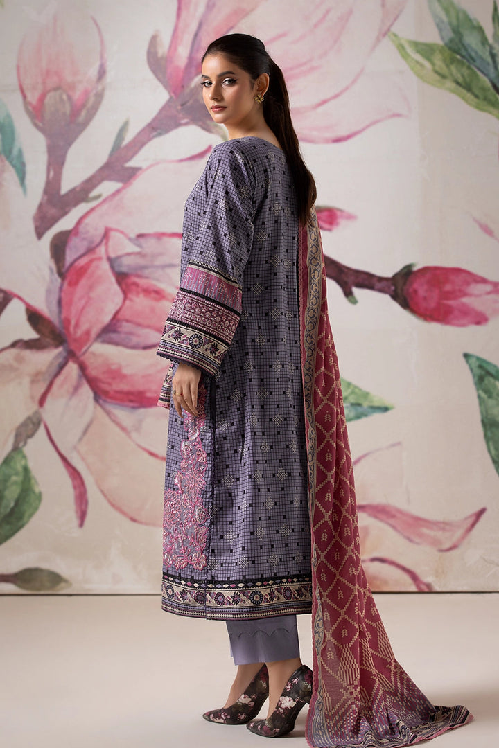 3PC Embroidered Unstitched Lawn Suit KL-2610 Embroidered KHAS STORES 